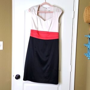 Sangria Dress, size 12. Cream, coral and black